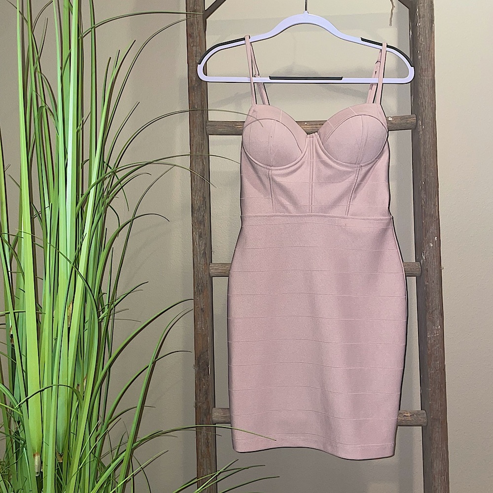 Light pink body con sculpting dress